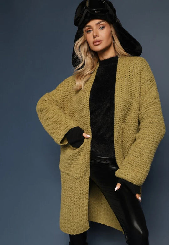 Damen Grobstrickjacke mit lässigem Schnitt und praktischen Taschen EB