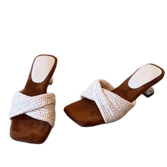 Damen modische Clogs mit geflochtenem Design und bequemer Sohle EB
