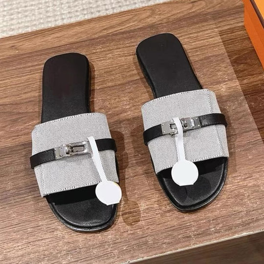 Damen Komfortable Slides mit modischem Riemendesign EB