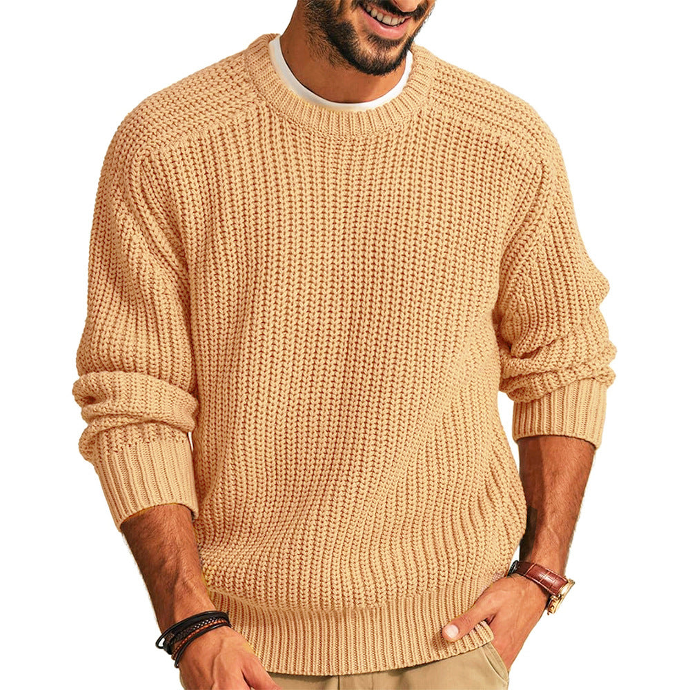 Herren lockerer Grobstrickpullover mit Raglanärmeln EB