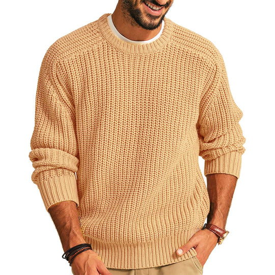 Herren lockerer Grobstrickpullover mit Raglanärmeln EB