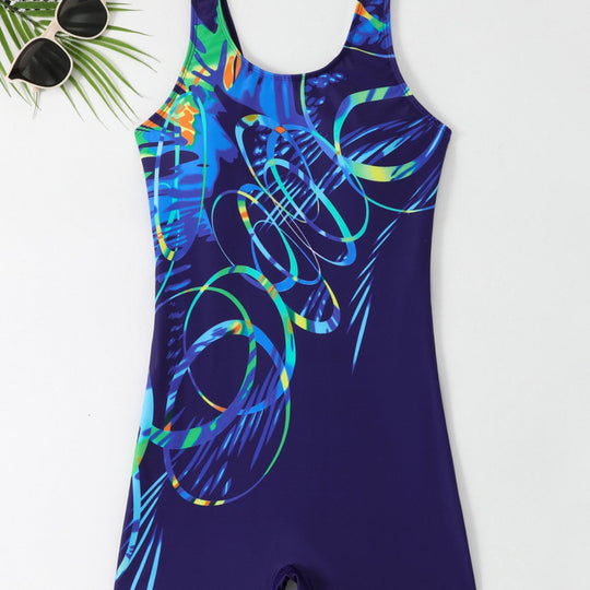 Damen Sportlicher Badeanzug mit trendigem Grafikdesign EB