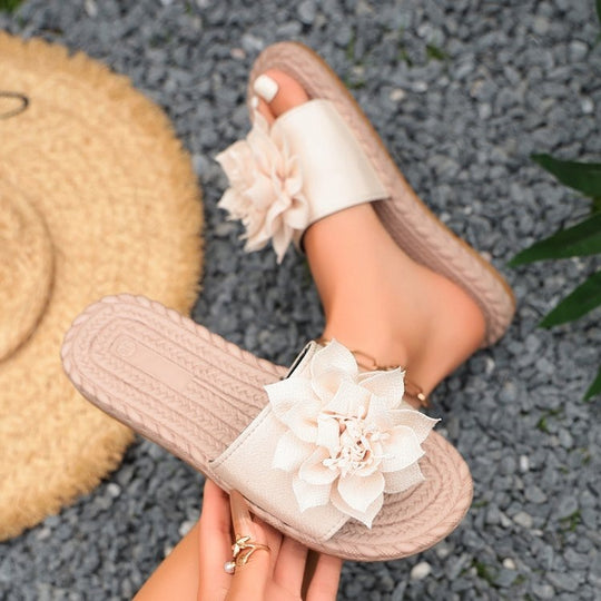 Damen Bequeme Pantoletten mit floralem Dekor EB