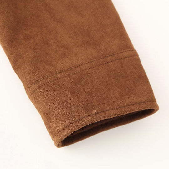 Damen trendige kurz geschnittene Retro-Jacke aus hochwertigem Wildleder-Werkstoff EB