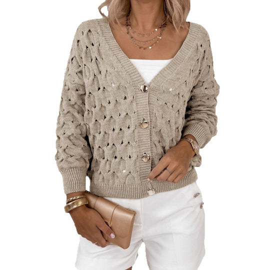 Damen Strickjacke mit luftiger Maschenstruktur und eleganten Knopfdetails EB