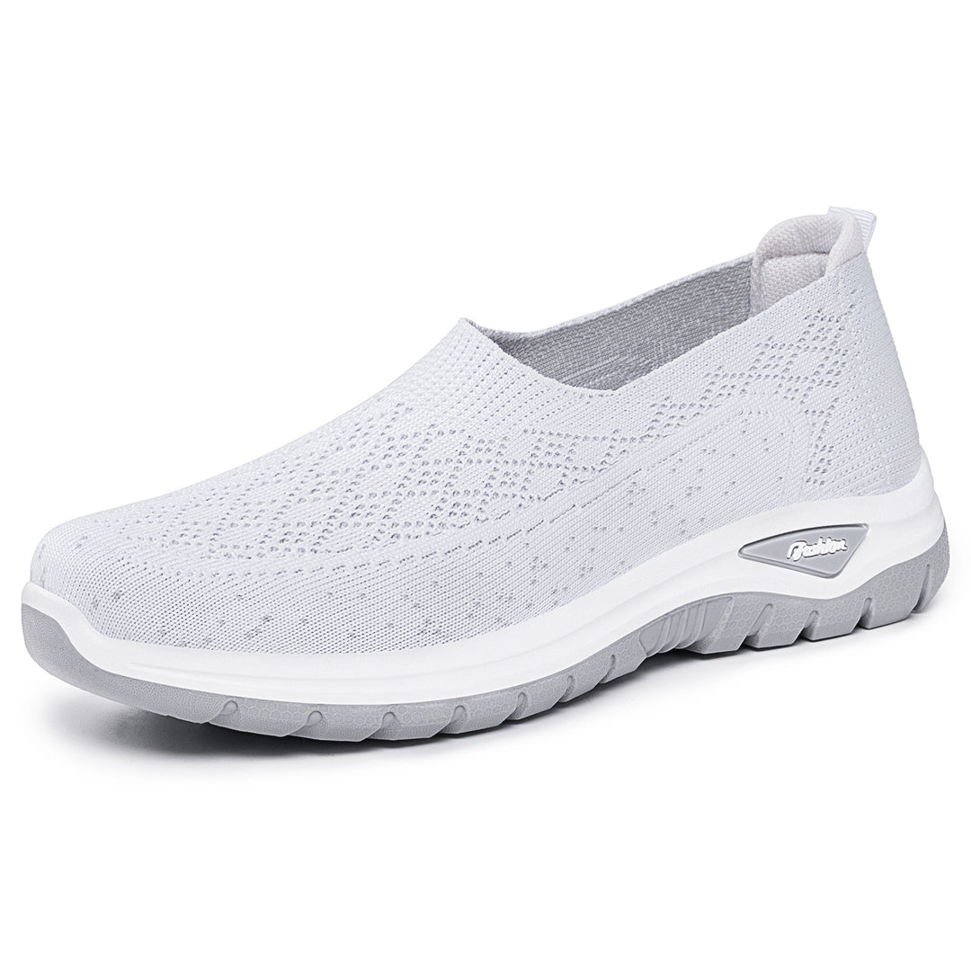 Damen nan gestrickter Slip-On Komfortwalker mit Memory-Fußbett, elastischem Sockeneinstieg und rutschfester Profilsohle EB