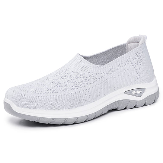 Damen nan gestrickter Slip-On Komfortwalker mit Memory-Fußbett, elastischem Sockeneinstieg und rutschfester Profilsohle EB
