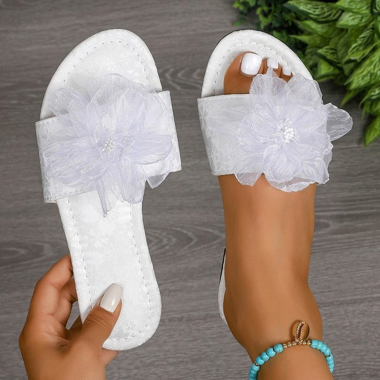 Damen Freizeit-Sandalen mit modischen Blumenapplikationen EB