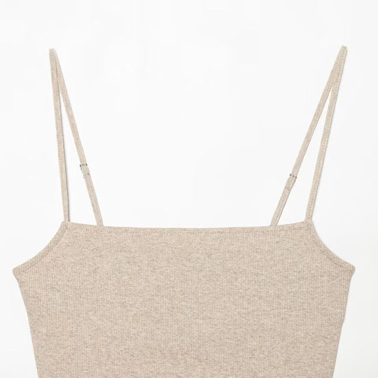 Damen Cropped Top mit zarten Trägerschnüren und funkelndem Saum EB