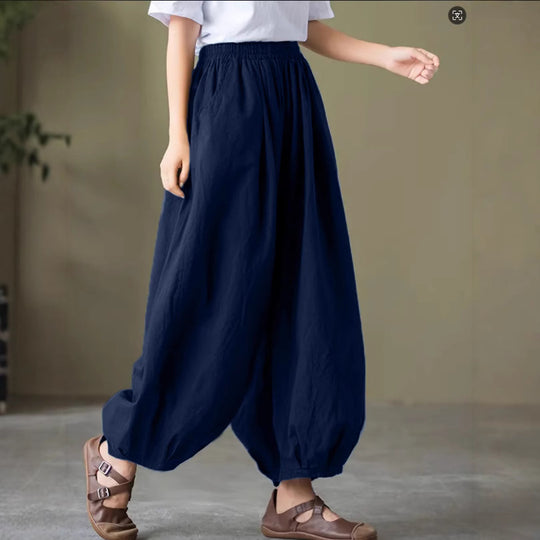 Damen Bequeme lockere Harem-Hose mit elastischem Bund EB