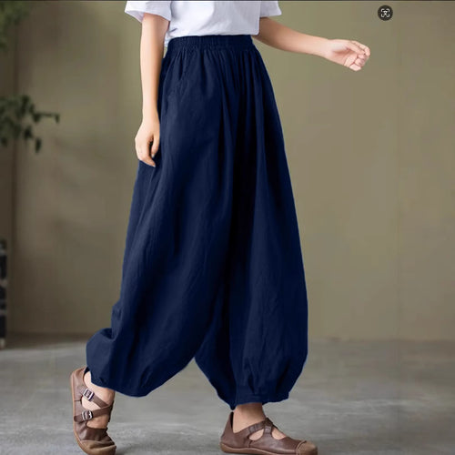 Damen Bequeme lockere Harem-Hose mit elastischem Bund EB