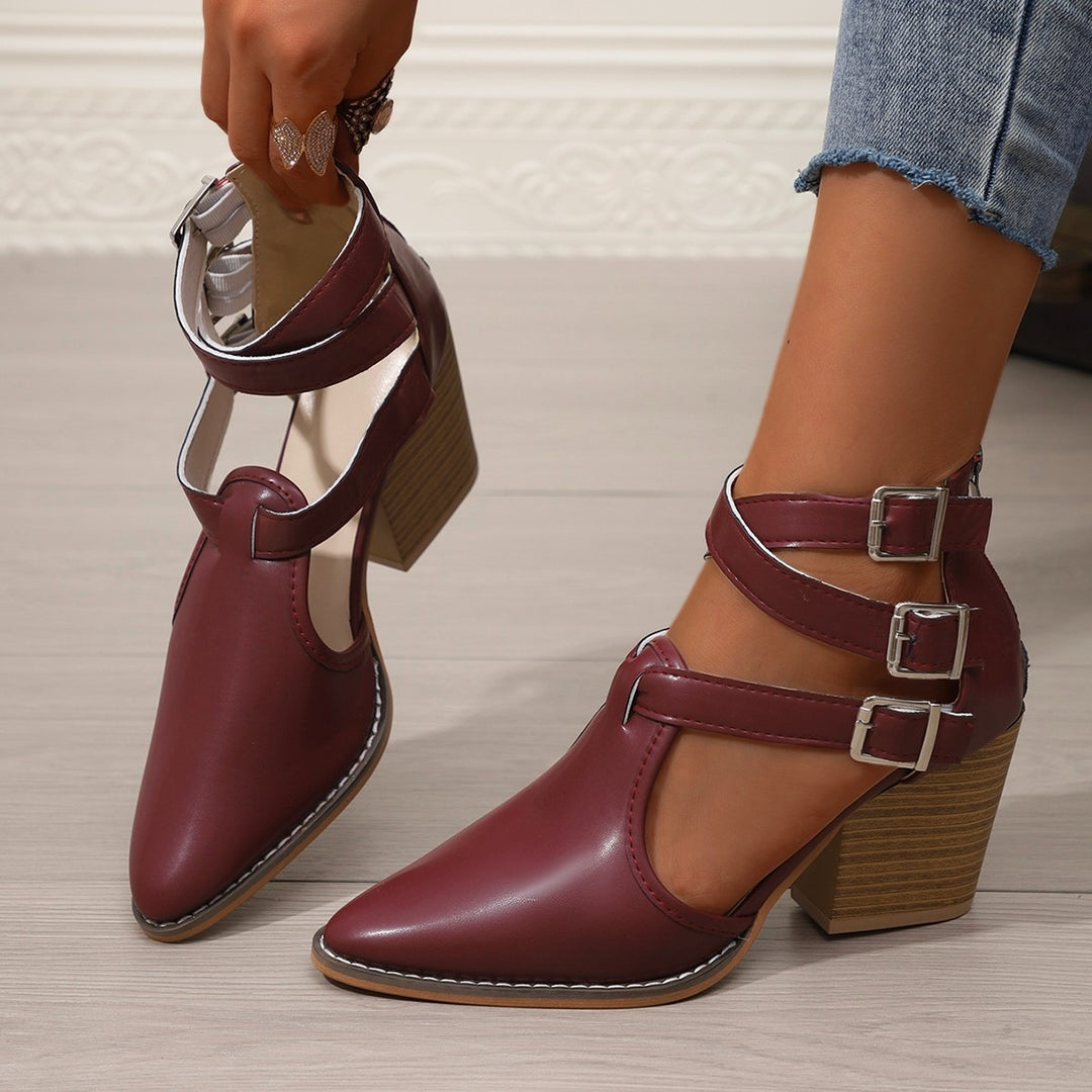 Damen elegante High-Top Stiefeletten mit verstellbarem Riemendesign EB