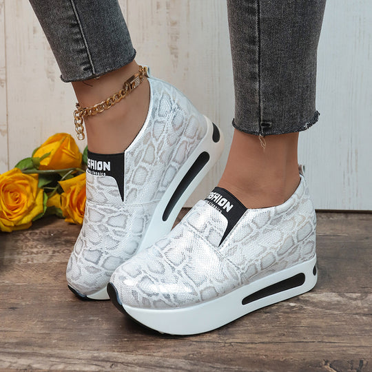 Damen Wedge-Sneaker im modernen Schlangenleder-Look mit bequemer Sohle EB