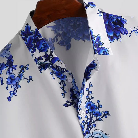 Herren Kurzarmhemd mit elegantem floralem Druck und hochwertigem Material EB
