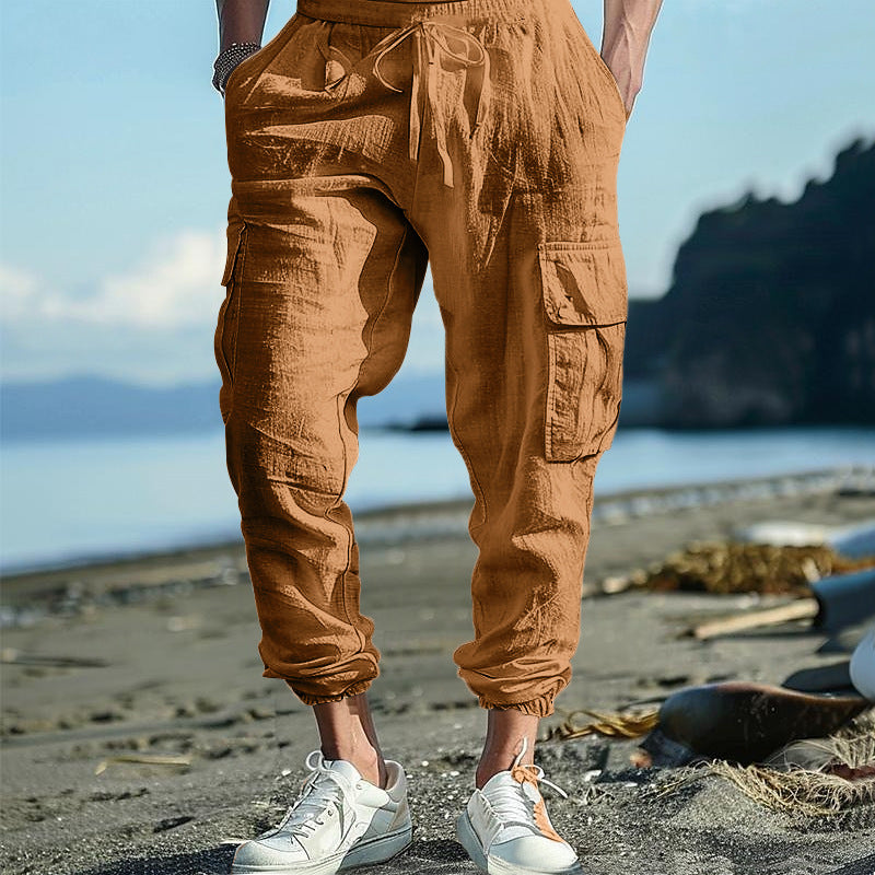 Herren nan lässige Cargo-Jogginghose mit elastischem Bund und großzügigen Seitentaschen EB