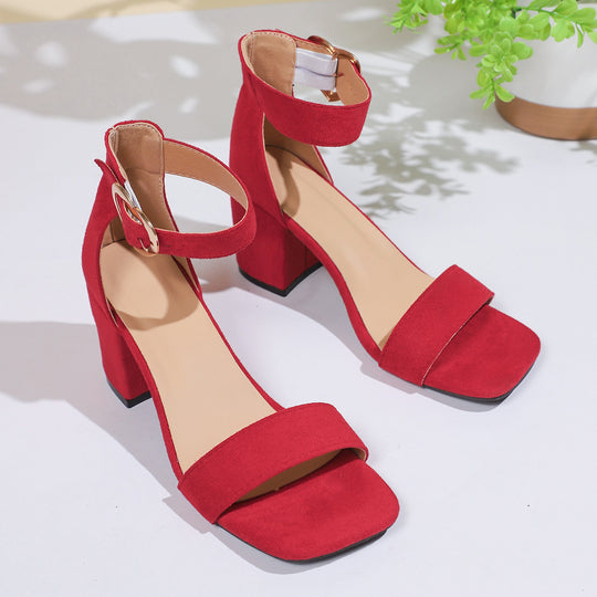 Damen Elegante Blockabsatz Sandalen mit verstellbarem Riemchen EB