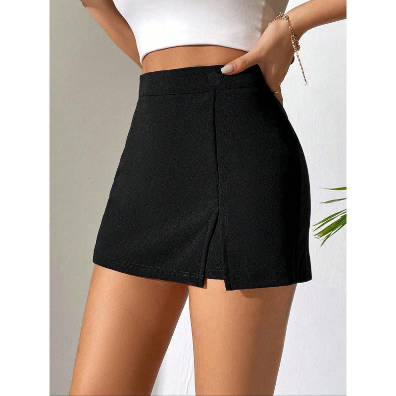 Damen Minirock mit schrägem Schnitt und Knopfdetails EB