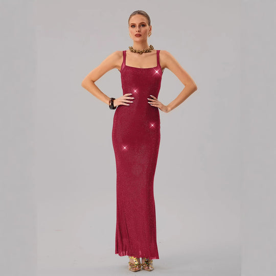 Damen Glamouröses Abendkleid mit funkelnden Pailletten und taillierter Silhouette EB