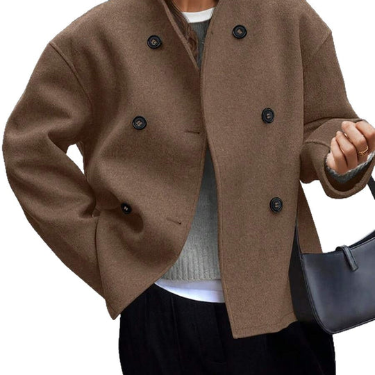 Damen Wolljacke mit doppelter Knopfleiste und weitem Schnitt EB