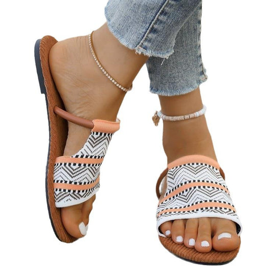 Damen modische Zehentrenner-Sandalen mit auffälligem Muster EB