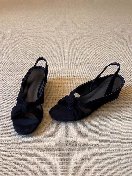 Damen Elegante Keil-Sandalen mit Knoten-Detail EB
