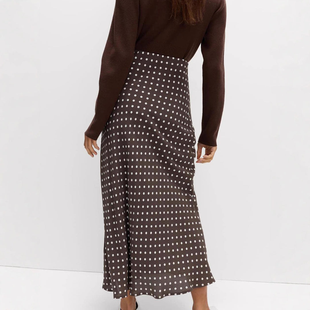 Damen Fließender Maxirock mit Polka-Dots EB