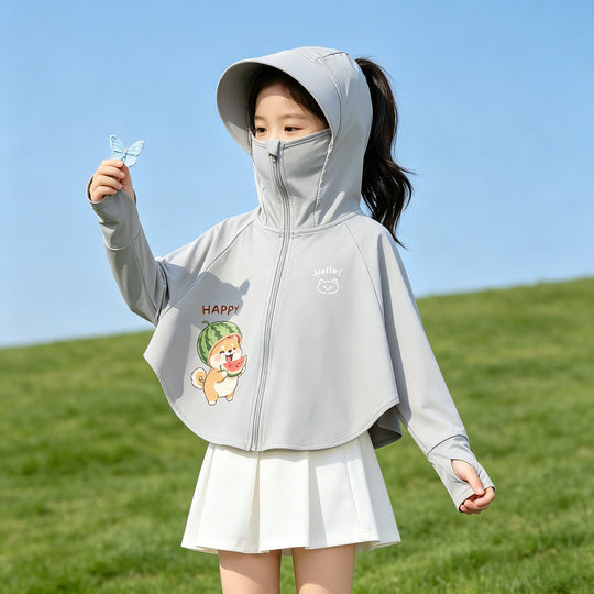 Damen UV-Schutzjacke mit Kapuze und leichtem Baumwollmaterial EB