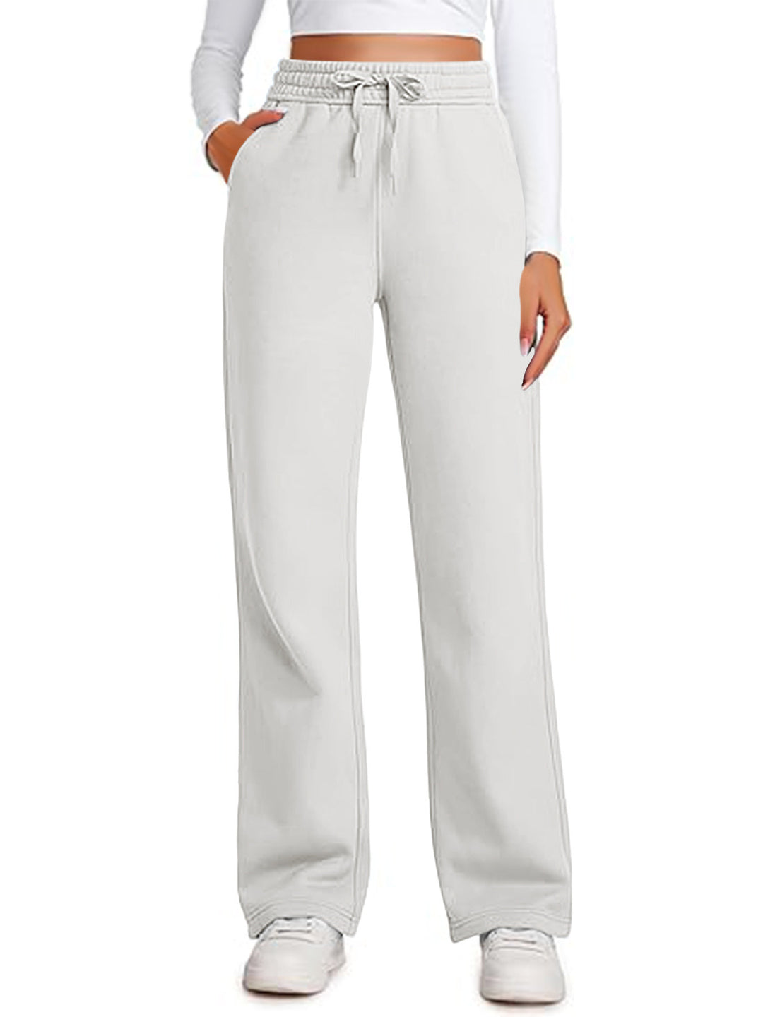 Damen Lässige Freizeithose mit weitem Schnitt und elastischem Bund EB