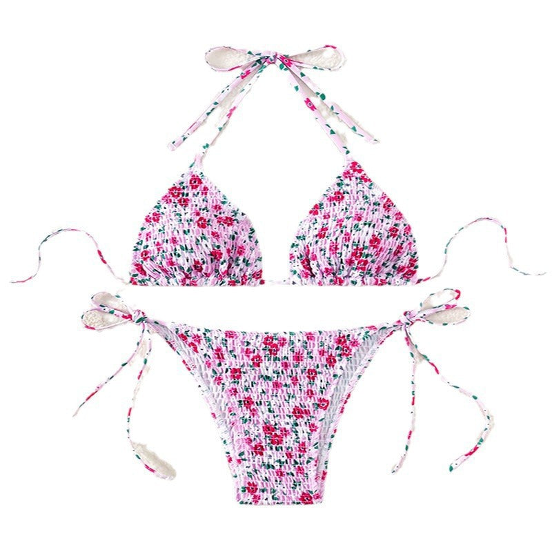 Damen Triangel-Bikini mit floralen Rüschen EB