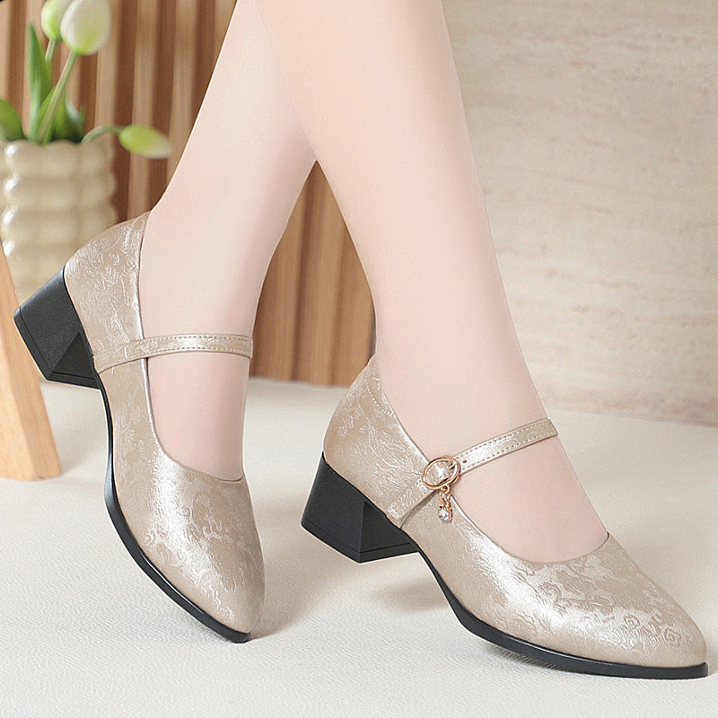 Damen Mary Jane Pumps mit zartem Riemchen und komfortablem Blockabsatz EB