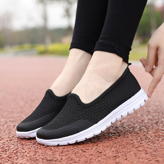 Damen Bequeme Slip-On Sneakers mit elastischem Obermaterial und rutschfester Sohle EB