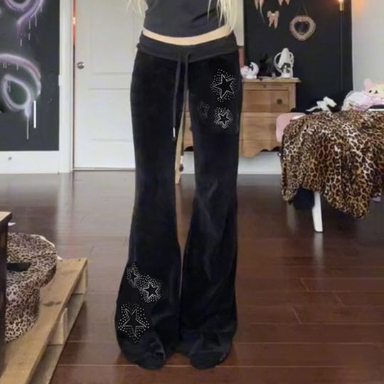 Damen Flare Jogginghose mit funkelnden Sternenapplikationen EB