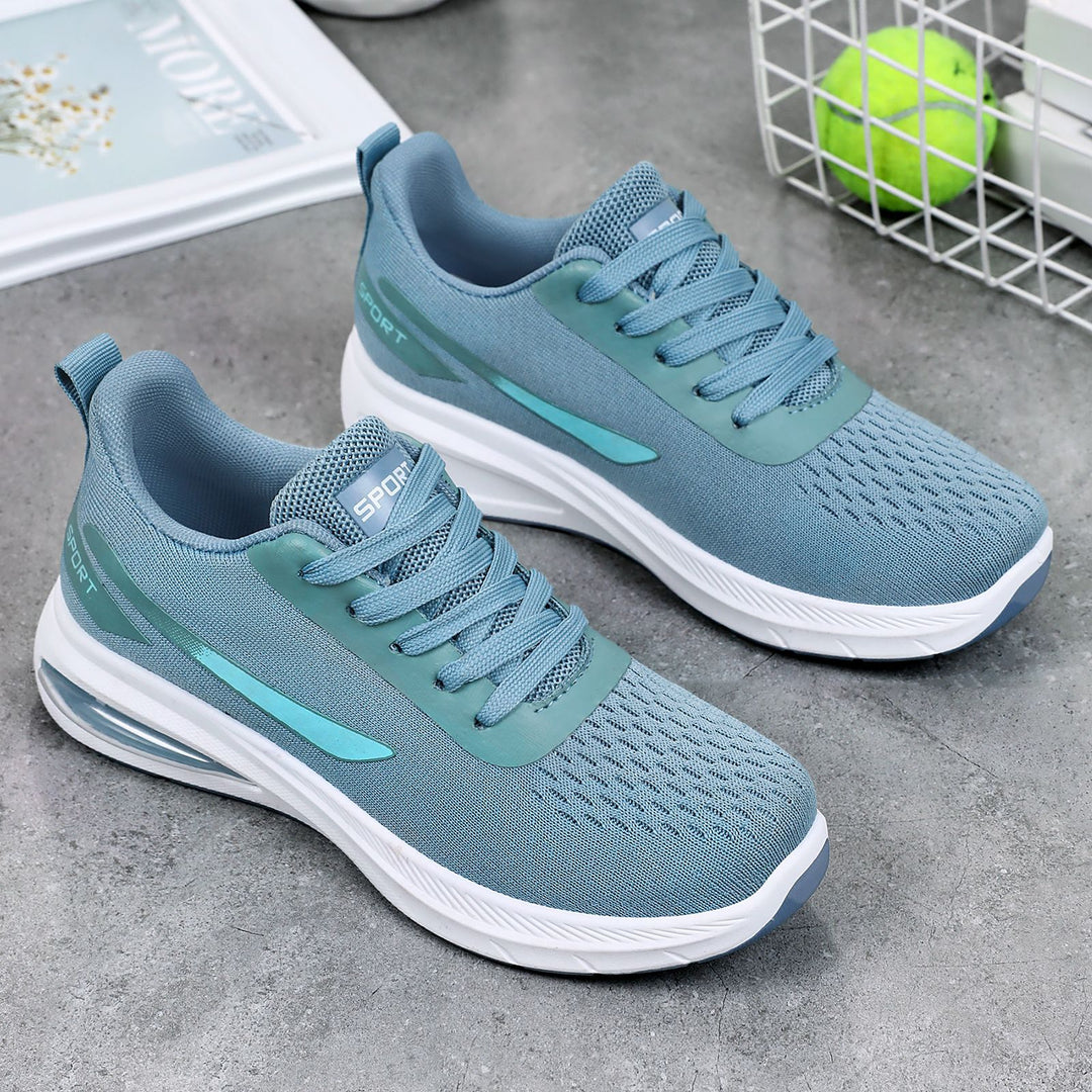 Damen nan atmungsaktive Strick-Komfort-Sneaker mit sichtbarer Luftkammer und stoßdämpfender Plateausohle EB