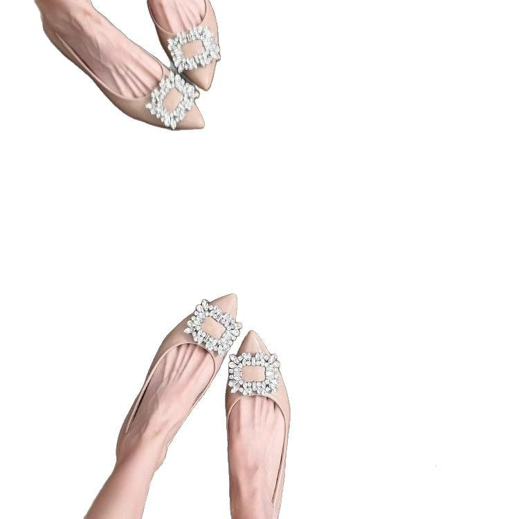 Damen elegante Ballerinas mit funkelndem Schmuckdetail EB