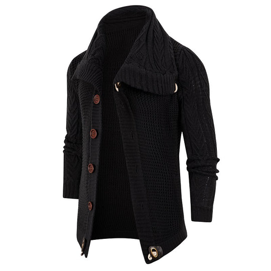 Herren Grobstrick Strickjacke mit umschlagbarem Halsausschnitt EB