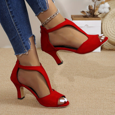 Damen Absatzsandalen mit offenen Riemen und modischem Schnürdesign EB
