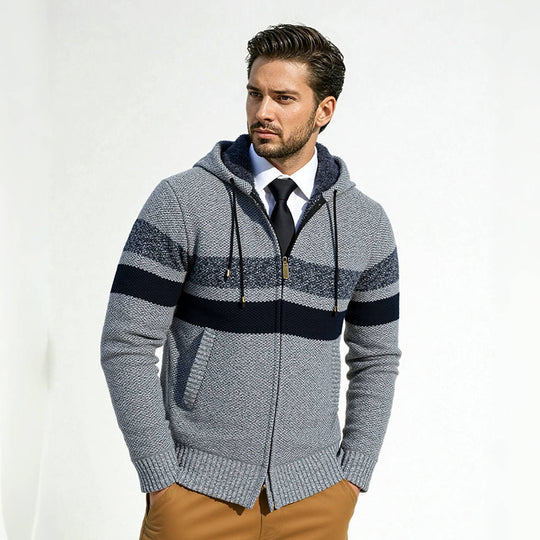 Herren Strickjacke mit modernem Kordelzug und stilvollem Muster EB