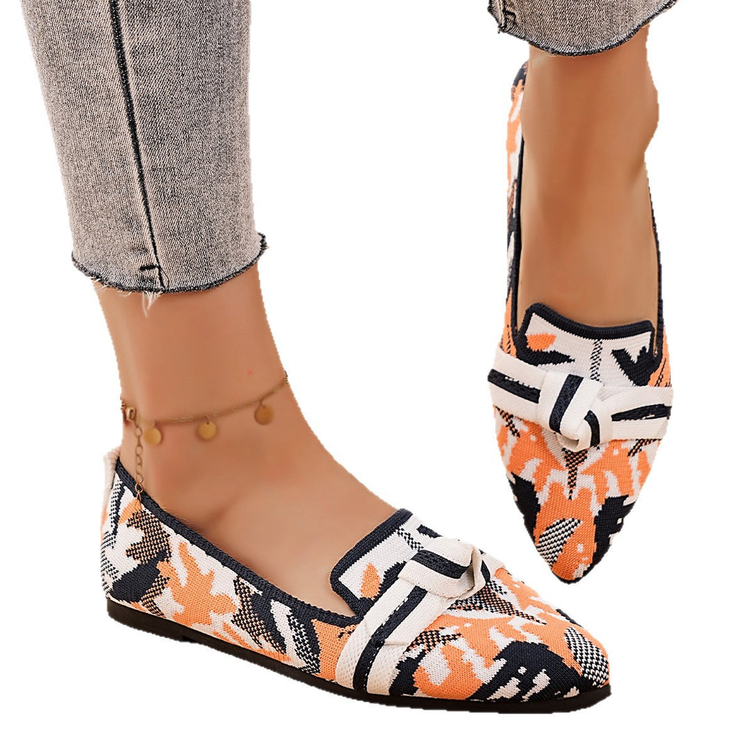 Damen Ballerinas mit modischem Knoten-Design und grafischem Muster EB