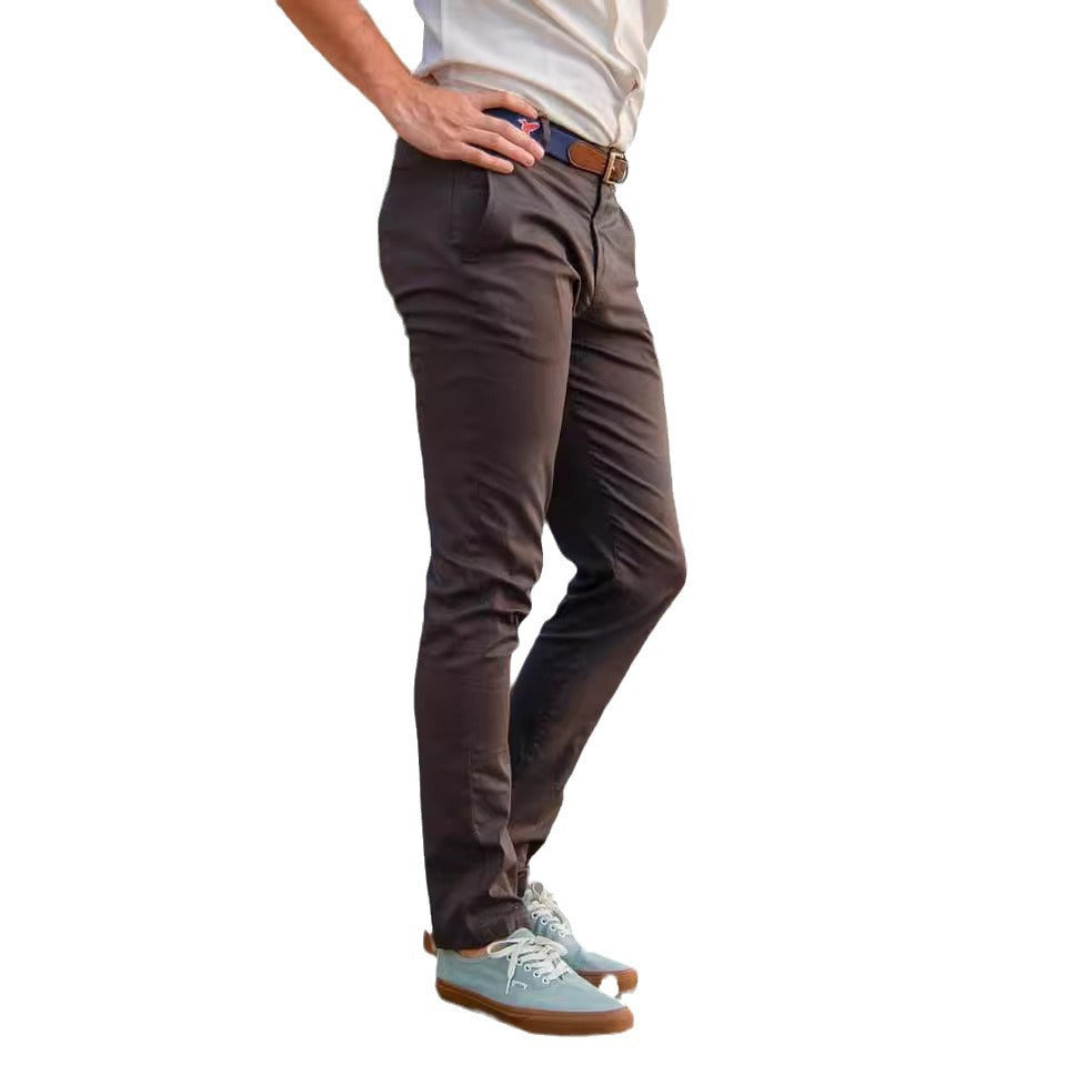 Herren elegante Chinohose mit elastischem Bund und schmalem Schnitt EB