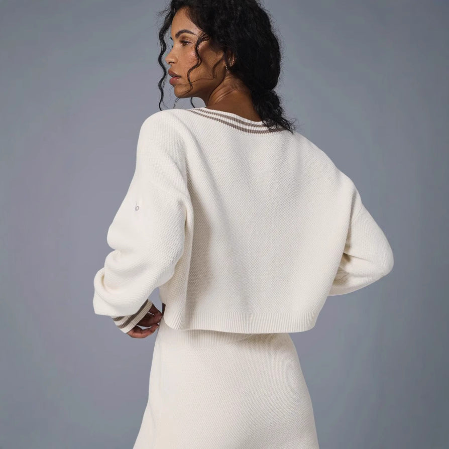 Damen Strickkleid im sportlichen Oversized-Design mit tiefem V-Ausschnitt und Farbblockdetails EB