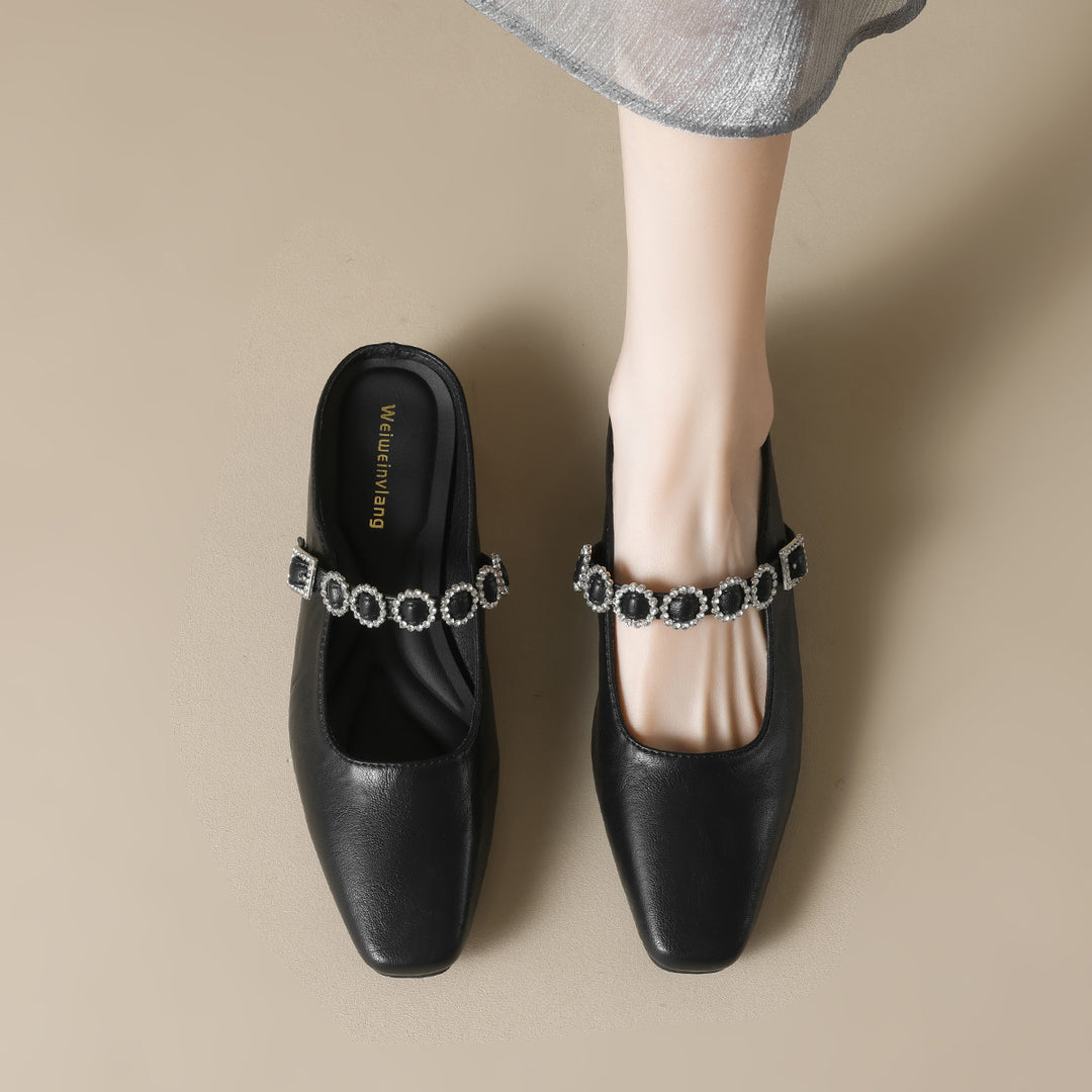 Damen elegante Slingback-Mules mit modischem Riemen und luxuriöser Schnallenakzent EB