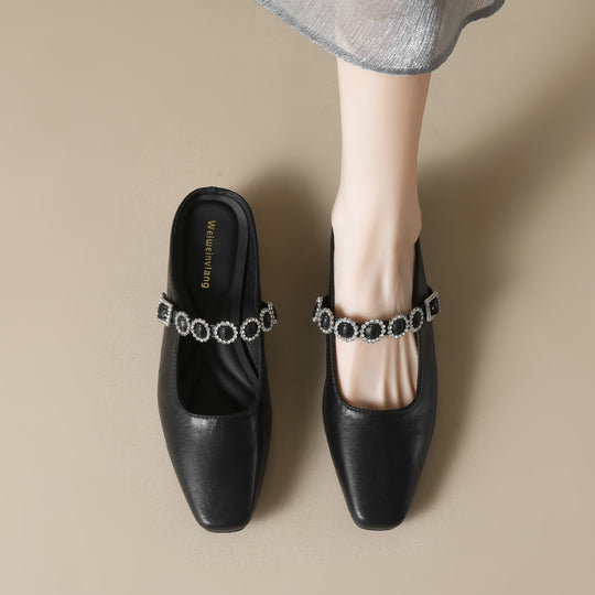 Damen elegante Slingback-Mules mit modischem Riemen und luxuriöser Schnallenakzent EB