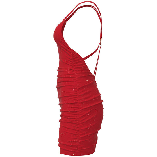 Damen figurbetontes Glitzerkleid mit Spaghettiträgern EB