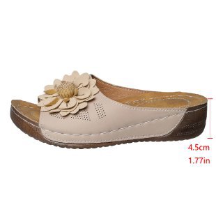 Damen Offene Pantoletten mit floralem Dekor EB