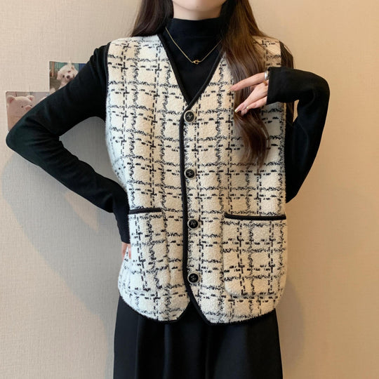 Damen modische Weste mit kontrastierenden Taschen EB