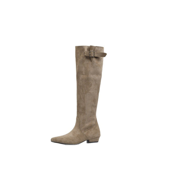 Damen Überknie Stiefel mit eleganter Schnalle EB