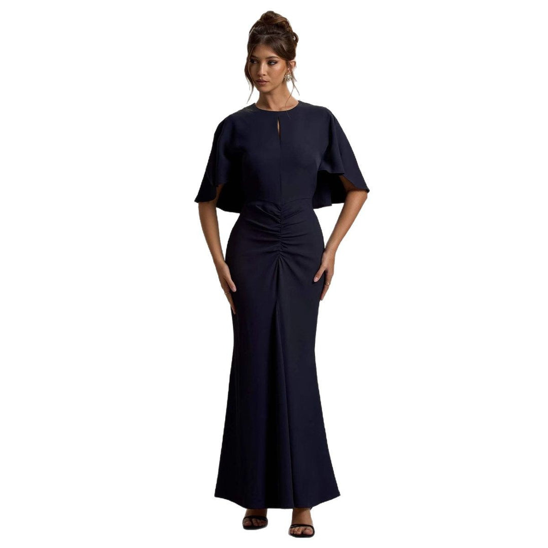Damen Elegantes Abendkleid mit voluminösen Ärmeln und raffiniertem Wickeldetail EB