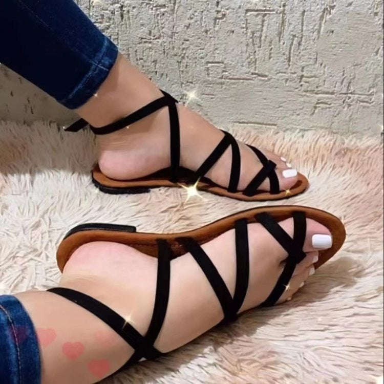 Damen modische Riemchensandalen mit flexiblem Fußbett EB