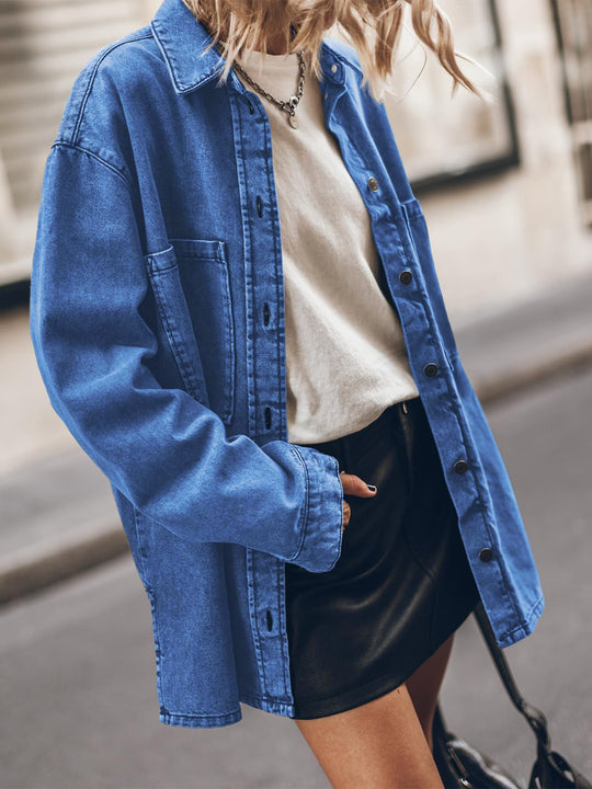 Damen Oversized Denim Hemdjacke EB
