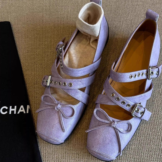 Damen Ballerinas mit dekorativem Riemendesign und raffinierter Faltengestaltung EB